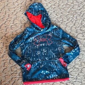 Under Armour Kids Patterned Blue Hoodie with Red Accents